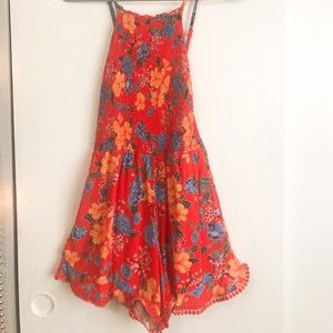 Cute Orange/Red Floral Romper!